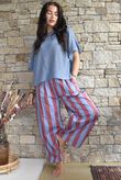 Bloc Striped Wide Barrel Pant Denim & Rhubarb